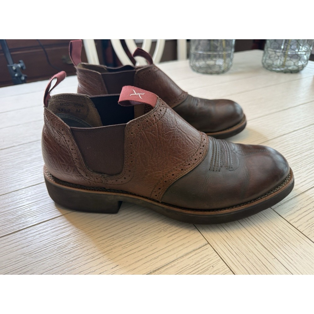 Twisted X Mens Brown Leather Cow Dog Western Cowboy Boots‎ Slip On Shoes 11.5 M